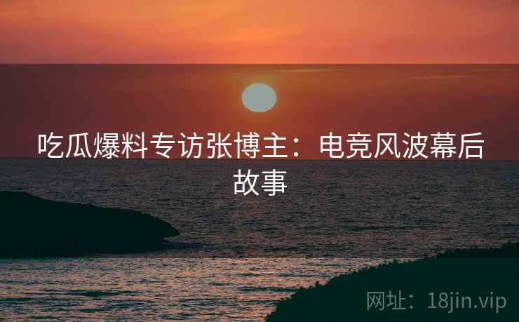 吃瓜爆料专访张博主：电竞风波幕后故事