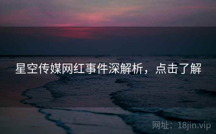 星空传媒网红事件深解析，点击了解